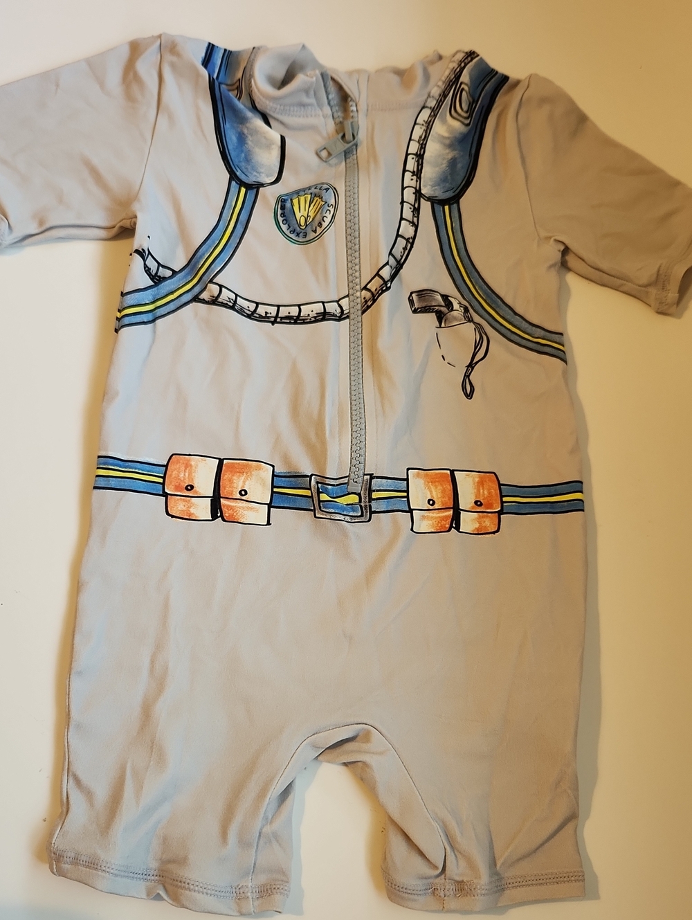 Stella McCartney Light Gray Astronaut Harness Print One-Piece Swim Suit